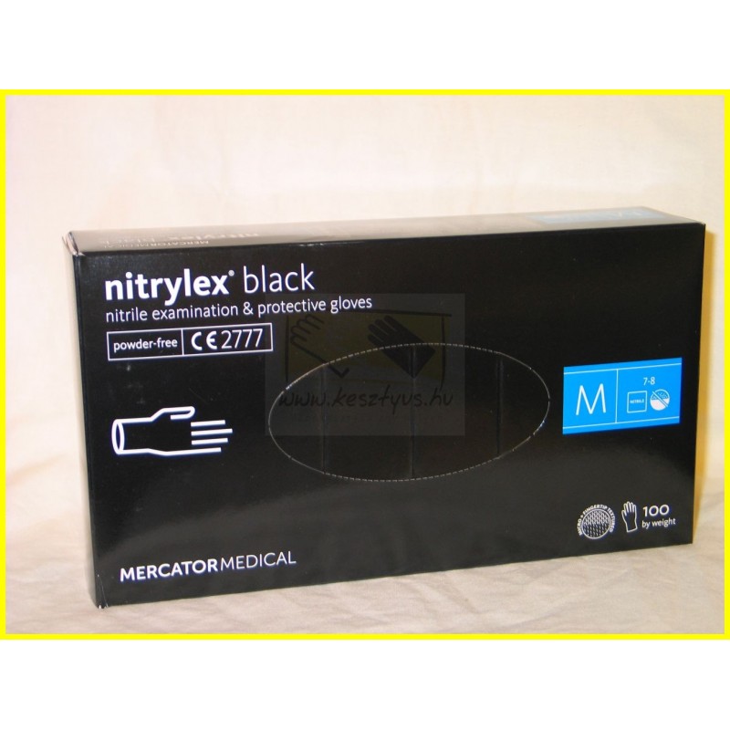 NITRYLEX BLACK PRÉMIUM púdermentes nitril fekete kesztyű /100db