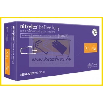 NITRYLEX  beFree long PRÉMIUM nitril, áfonya színű  vizsgálókesztyű  részecskegyorsító nélkül  (XS, S, M, L, XL)  ÚJ!