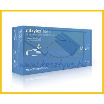 NITRYLEX BASIC BLUE, Prémium púdermentes nitril kék kesztyű /100db