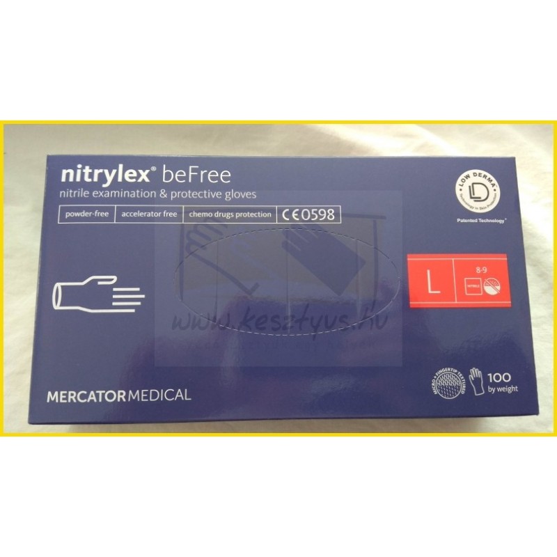 NITRYLEX  BEFREE nitril 100db/doboz, áfonya színű  vizsgálókesztyű  részecskegyorsító nélkül ÚJ!